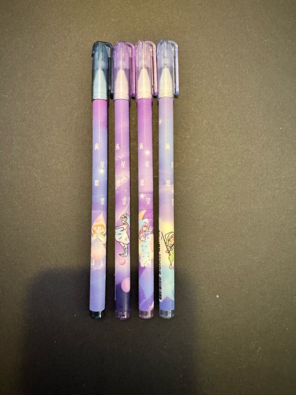 Purple Gradient Cute Character Gel Pens - Set of 4